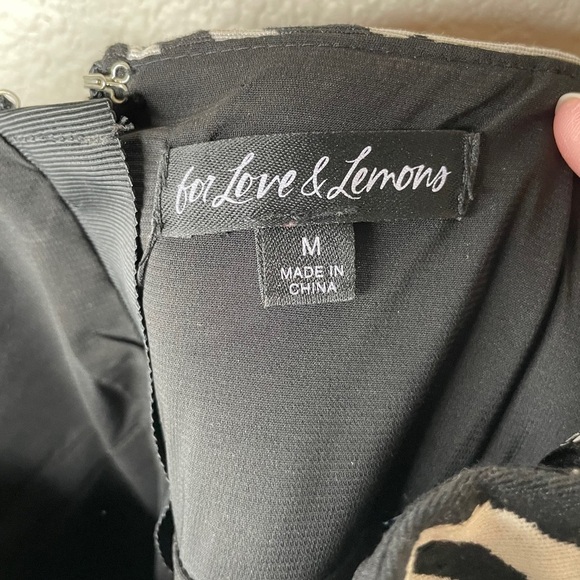 For Love & Lemons Lyla Mini White/Black Zebra Print Dress Size Medium - Picture 10 of 13